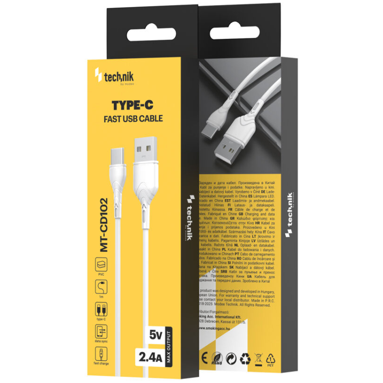Technik CD104 USB-A/C 1m biela
