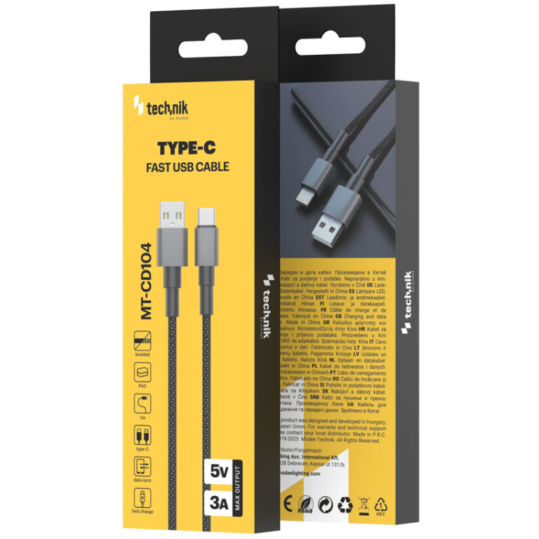 Technik CD104 USB-A/C 1m čierna