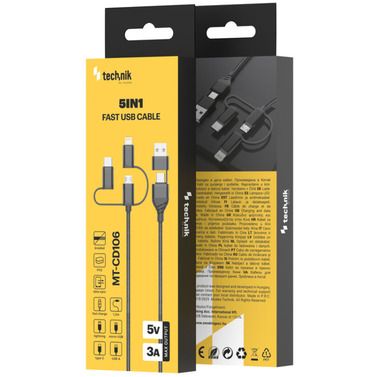 Technik CD106 3v1 USB-C, Lightning, micro USB
