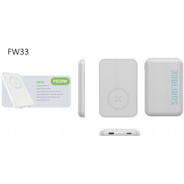 Powerbanka Sunfibre FW33 biela 4 Powerbanka Sunfibre FW33 biela