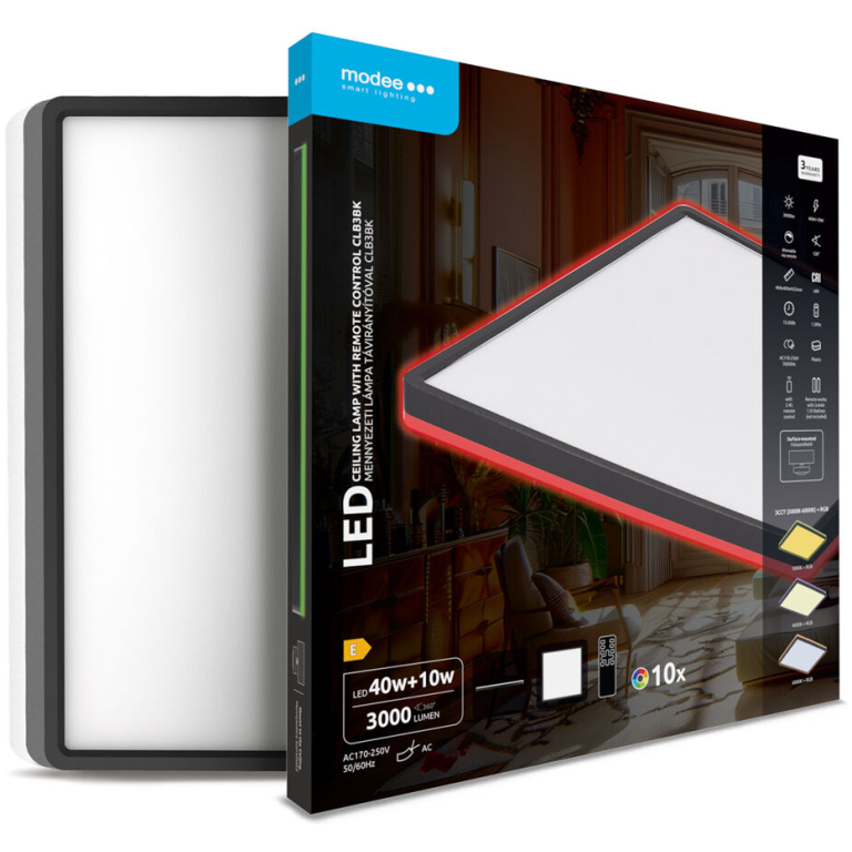 Modee LED stropné svietidlo CLB3BK 40+10W 3CCT+RGB 3000lumen čierny lem