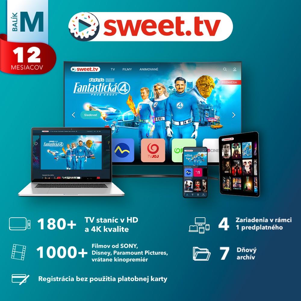 Sweet.tv predplatné 12 mesiacov balík "M" 1 Sweet.tv predplatné 12 mesiacov balík “M”