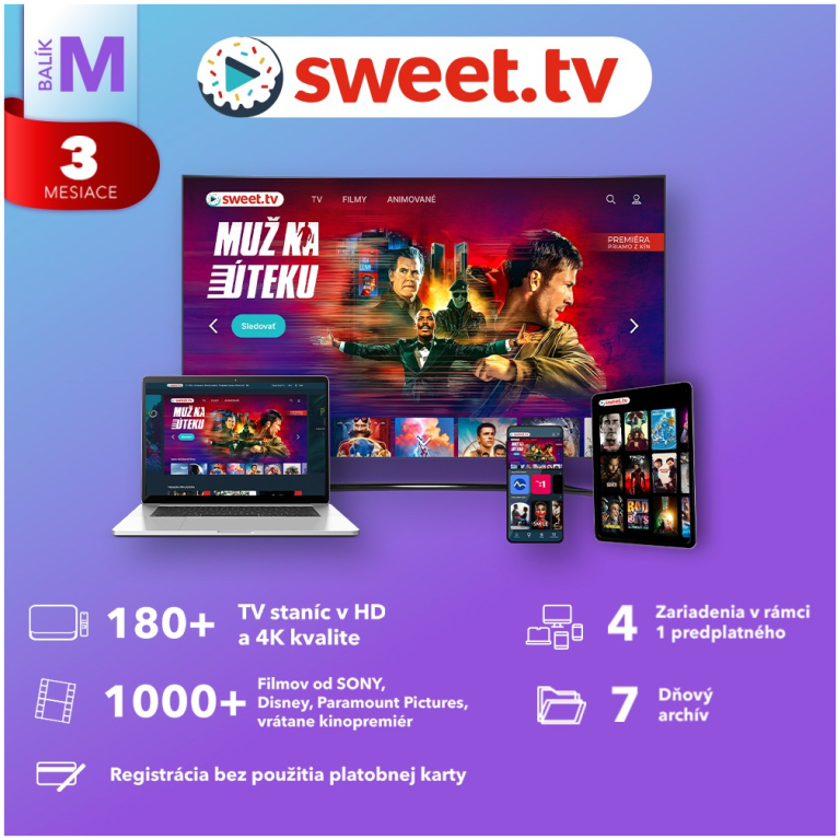 Sweet.tv predplatné 3 mesiace balík “M”