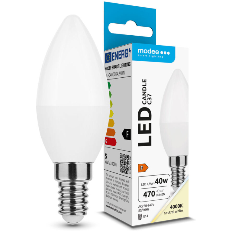 Modee Lighting LED žiarovka E14 4,9W 4000K CANDLE (40W)