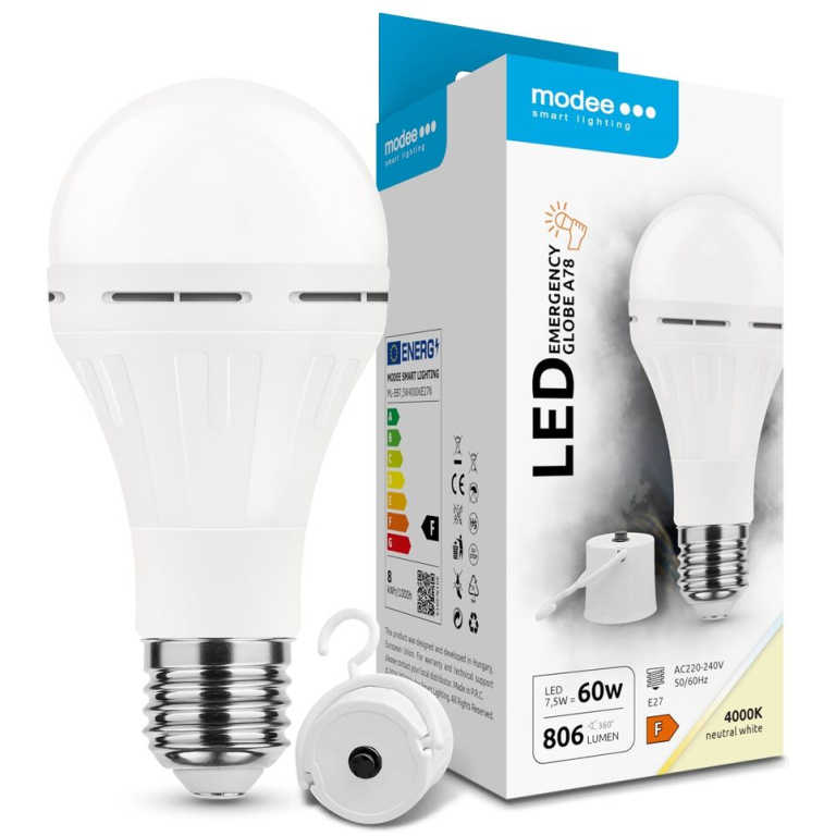 Modee Lighting LED bezpečnostná žiarovka A78 7,5W E27 806lumenov