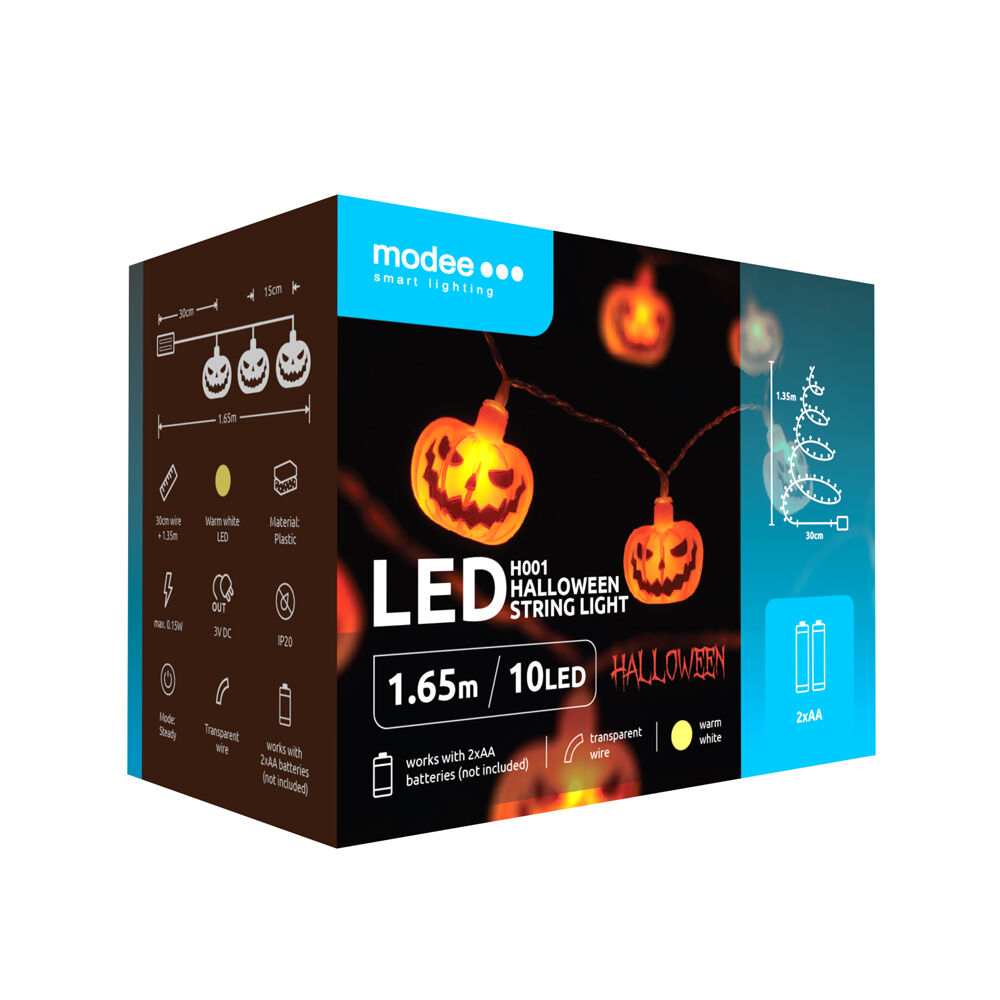 Modee Lighting LED dekorácia H001 10 LED 165cm tekvice 2xAA batérie 1 Modee Lighting LED dekorácia H001 10 LED 165cm tekvice 2xAA batérie