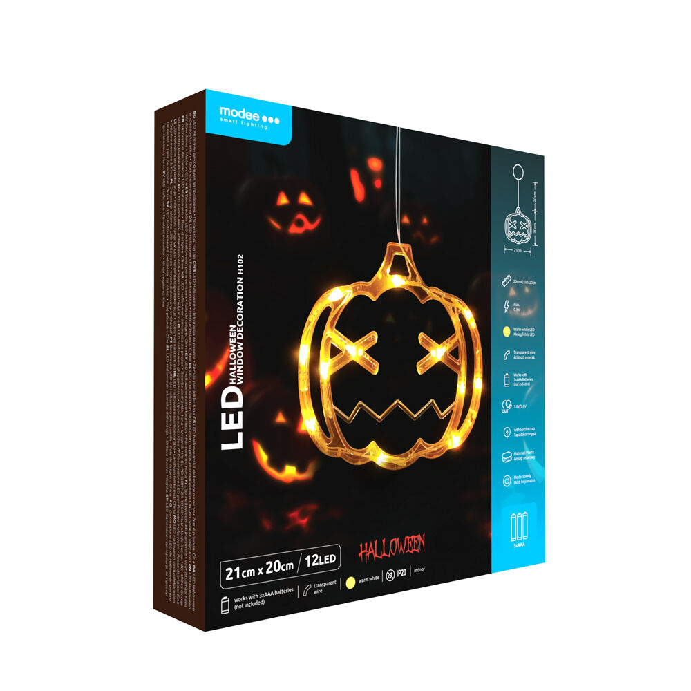 Modee Lighting LED dekorácia do okna H102 tekvice, 12ks, 2xAAA batérie 1 Modee Lighting LED dekorácia do okna H102 tekvice, 12ks, 2xAAA batérie