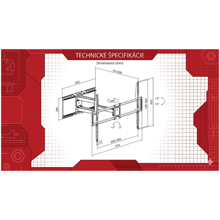 Superior držiak na TV 50-105″ Full Motion Extra Slim