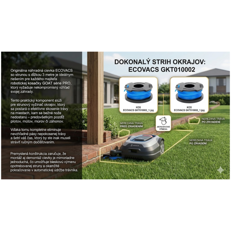ECOVACS cievka pre strunový vyžínač okrajov s 3 m strunou pre GOAT série PRO, 2 ks