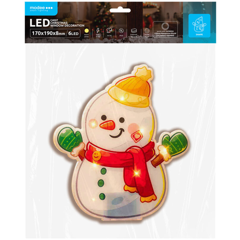 Modee Lighting LED dekorácia do okna C4007 snehuliak
