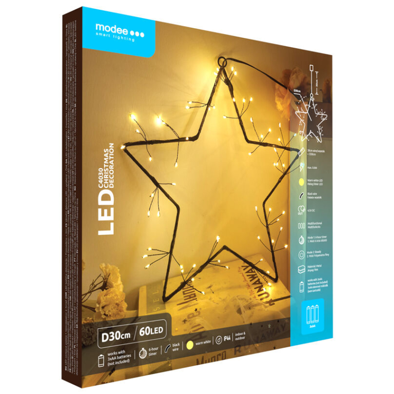 Modee Lighting LED dekorácia C4030 hviezda 3xAA batérie